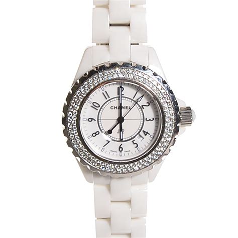 chanel j12 33mm quartz watch|chanel j12 diamond bezel.